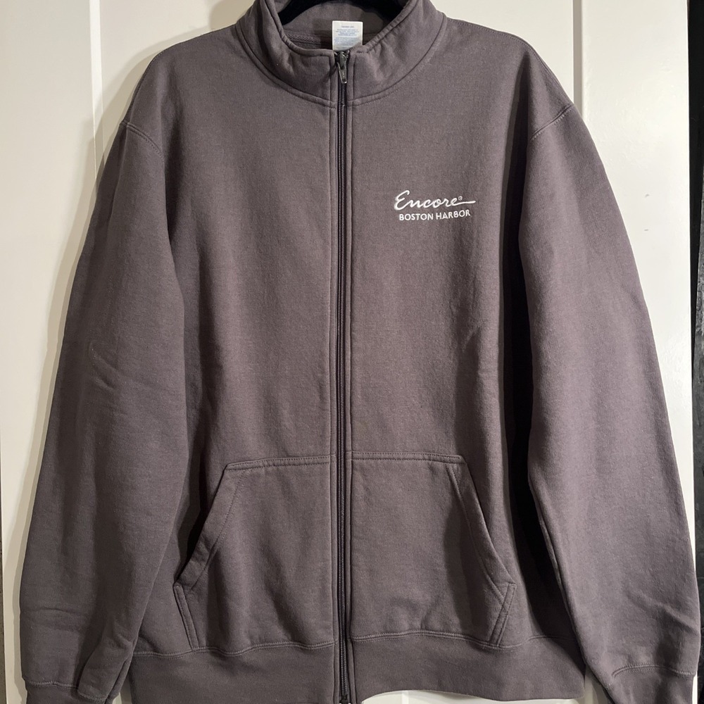 Port & Company Mens Full Zip Sweatshirt Encore Boston Harbor Large Gray Fleece